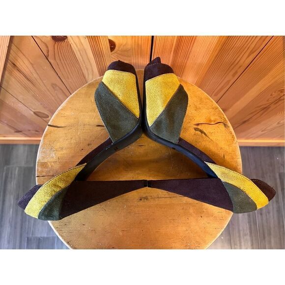 ANNE MICHELLE BLACK GREEN YELLOWPLATFORM 5 INCH PUMP PEEP TOE HEEL SHOES 8.5 - Picture 5 of 8